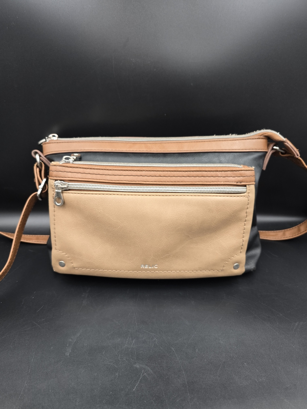 Relic Tan and Gray Crossbody Bag for Men
